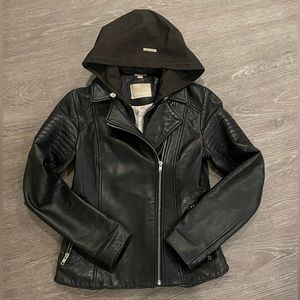 Soia & Kyo leather bomber jacket with hood